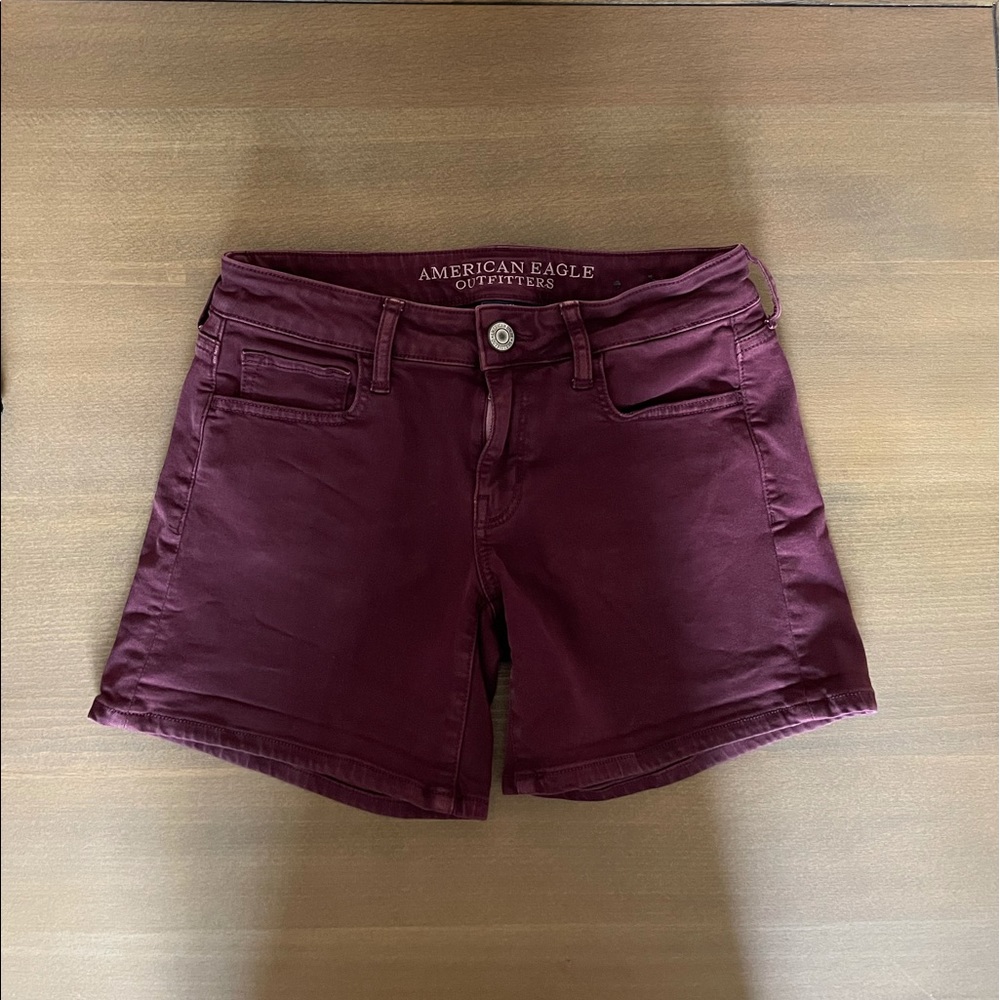 American Eagle Maroon Midi Shorts